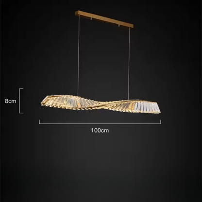Astrion | Moderne LED-Hängeleuchte mit Kristallen und Spiraldesign für den Esstisch