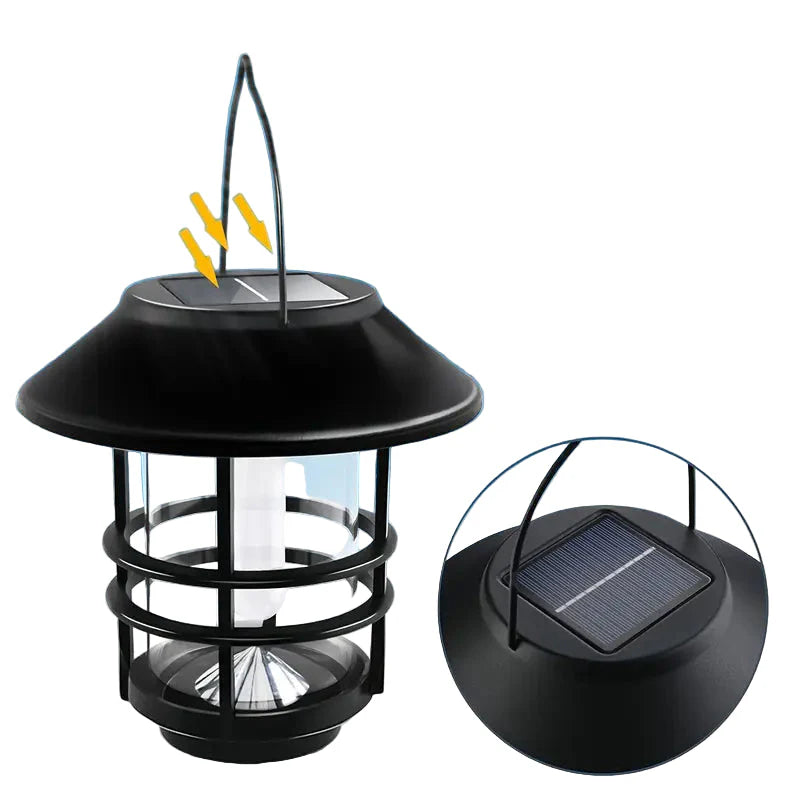 Solar Hängelampe mit Flackerflammen – Outdoor Laterne für Halloween & Weihnachten