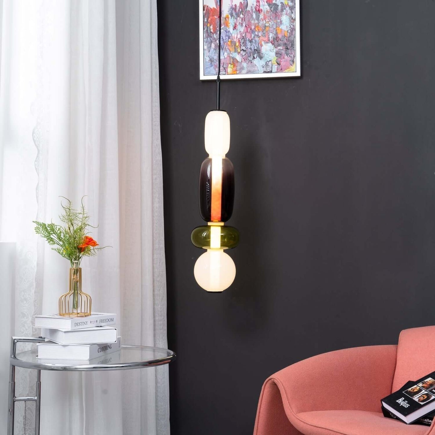 Elegante Designer-Hängelampe – Modernes Buntglas