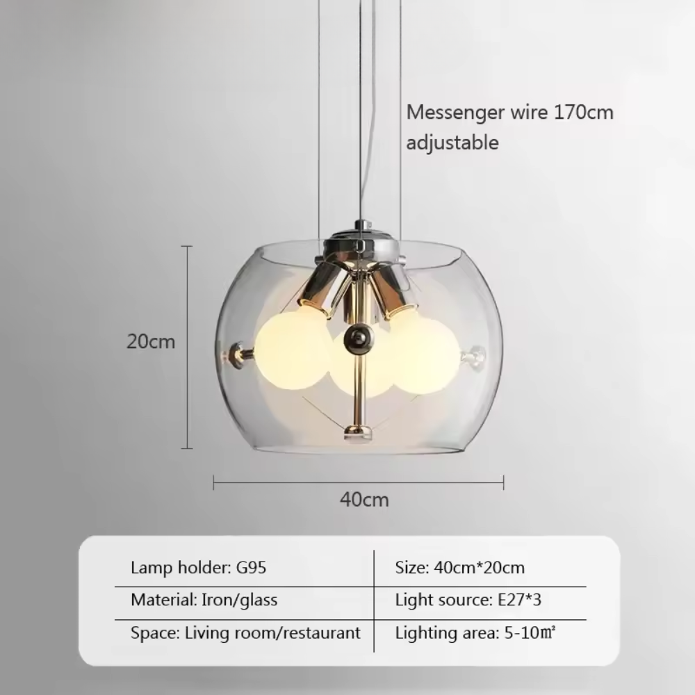 Aurion | Moderne Glas-LED-Hängeleuchte für Küche, Wohnzimmer und Esszimmer