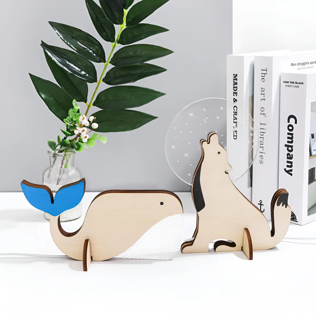 Telyx Aurin | LED Nachtlicht aus Holz mit Acryl-Design
