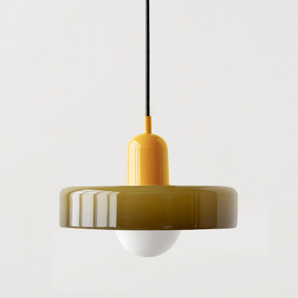 Lunari Halo | Hängeleuchte aus farbigem Glas im Bauhaus-Stil