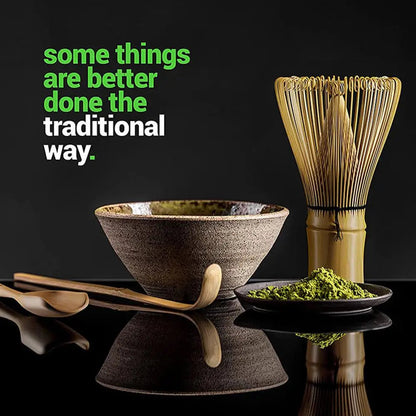 MatchaZen Bambus-Set | Traditionelles Matcha-Zubehör mit Chasen, Chashaku & Schale