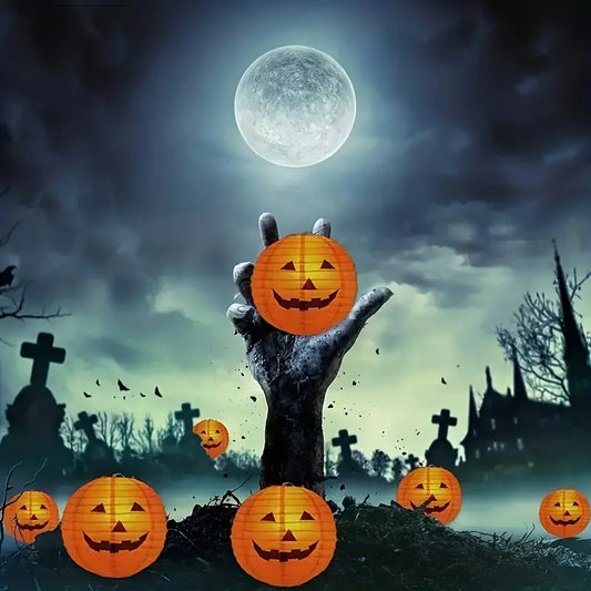Halloween Papier Laternen – Kürbis-Deko für Garten, Terrasse & Party