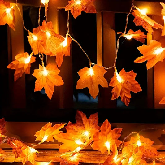 Halloween Ahornblatt Lichterkette – Warmweiße LED Herbstdeko für Wohnzimmer & Partys