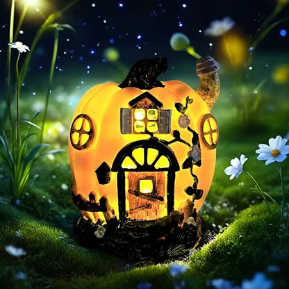 Halloween Solar Kürbishaus – LED Märchen-Dekoleuchte für Garten & Terrasse
