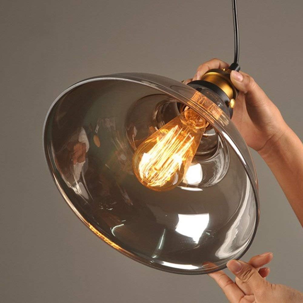 Elliot Retro-Pendelleuchte – Vintage Hängeleuchte mit rauchgrauem Glasschirm