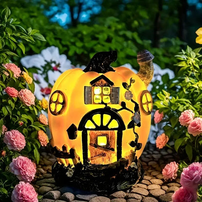 Halloween Solar Kürbishaus – LED Märchen-Dekoleuchte für Garten & Terrasse