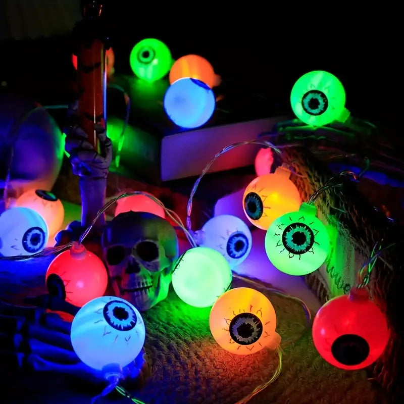 Halloween Augen Lichterkette – Gruselige LED Partydeko für drinnen & draußen
