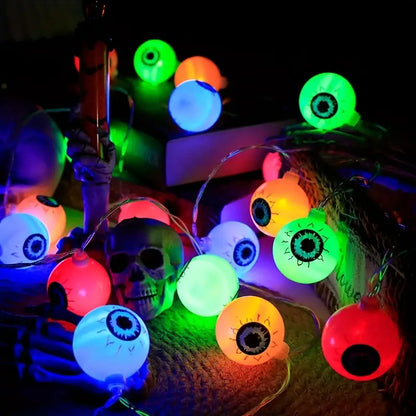 Halloween Augen Lichterkette – Gruselige LED Partydeko für drinnen & draußen