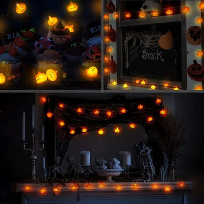 Halloween Kürbis Lichterkette – LED Deko für drinnen & draußen