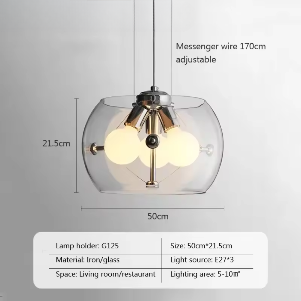 Aurion | Moderne Glas-LED-Hängeleuchte für Küche, Wohnzimmer und Esszimmer