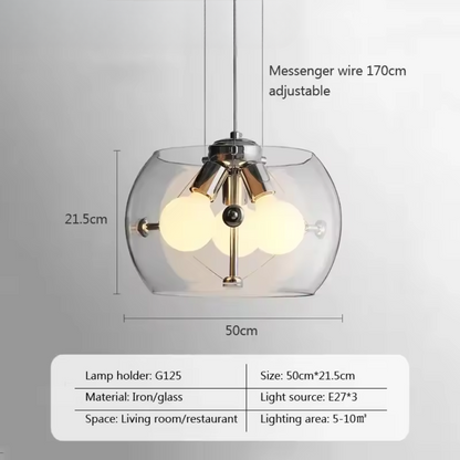Aurion | Moderne Glas-LED-Hängeleuchte für Küche, Wohnzimmer und Esszimmer