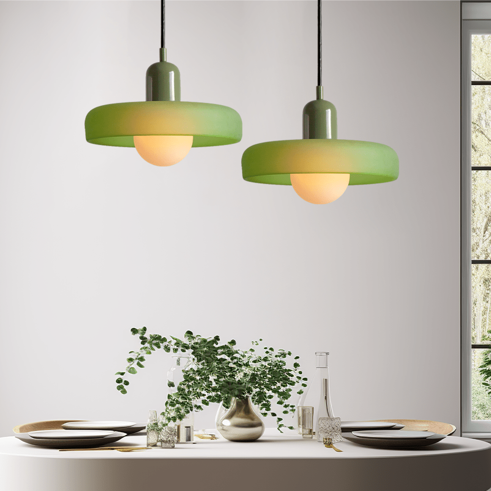 Lunari Halo | Hängeleuchte aus farbigem Glas im Bauhaus-Stil