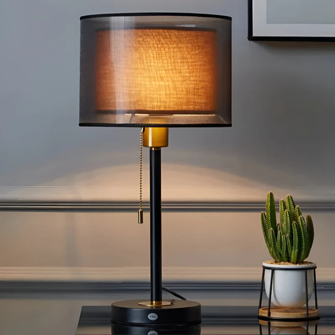 Lumis Dunea | Tischleuchte mit doppellagigem Stoffschirm im Soft‑Design