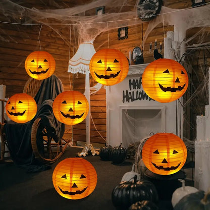 Halloween Papier Laternen – Kürbis-Deko für Garten, Terrasse & Party