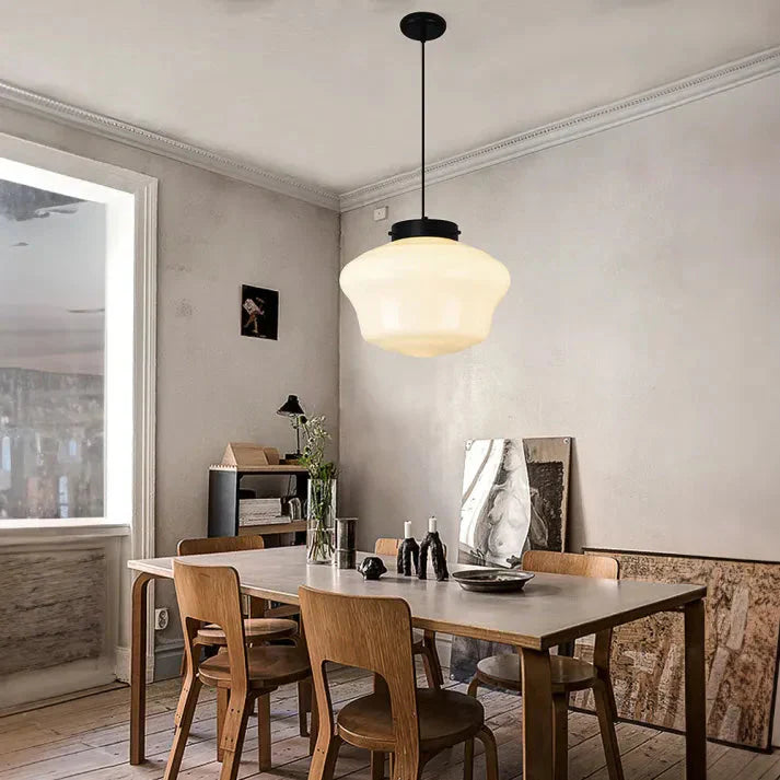 Lunara | Geometrische Milchglas Pendelleuchte in Weiß