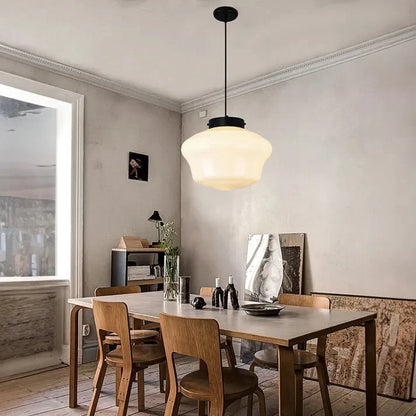 Lunara | Geometrische Milchglas Pendelleuchte in Weiß