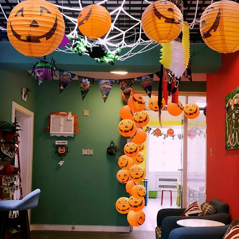 Halloween Papier Laternen – Kürbis-Deko für Garten, Terrasse & Party