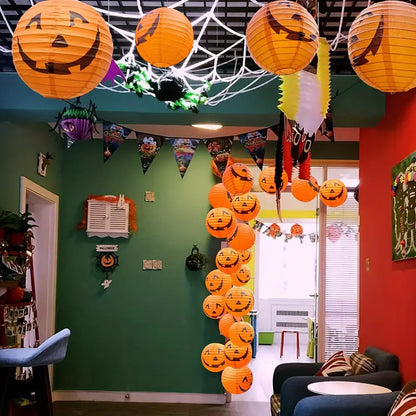 Halloween Papier Laternen – Kürbis-Deko für Garten, Terrasse & Party