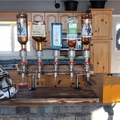 BarrelTap Spender | Holz-Getränkespender mit Messinghahn für Whisky, Wein & Liköre