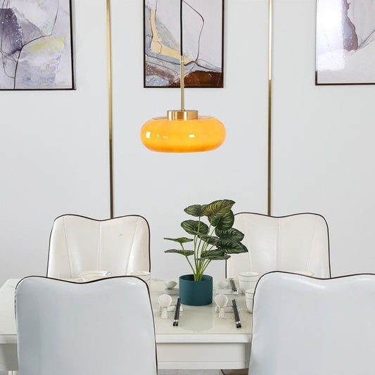 Haelion | Glas Pendelleuchte in Brotform mit E27-Fassung