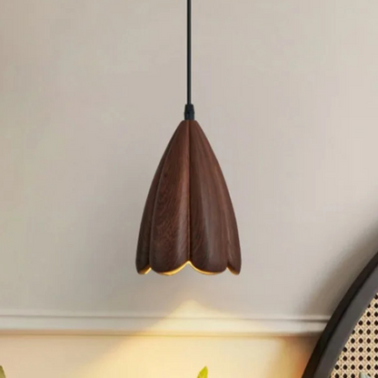 NordLume Lampe | Moderne Pendelleuchte aus Walnussholz in Braun, skandinavischer Stil