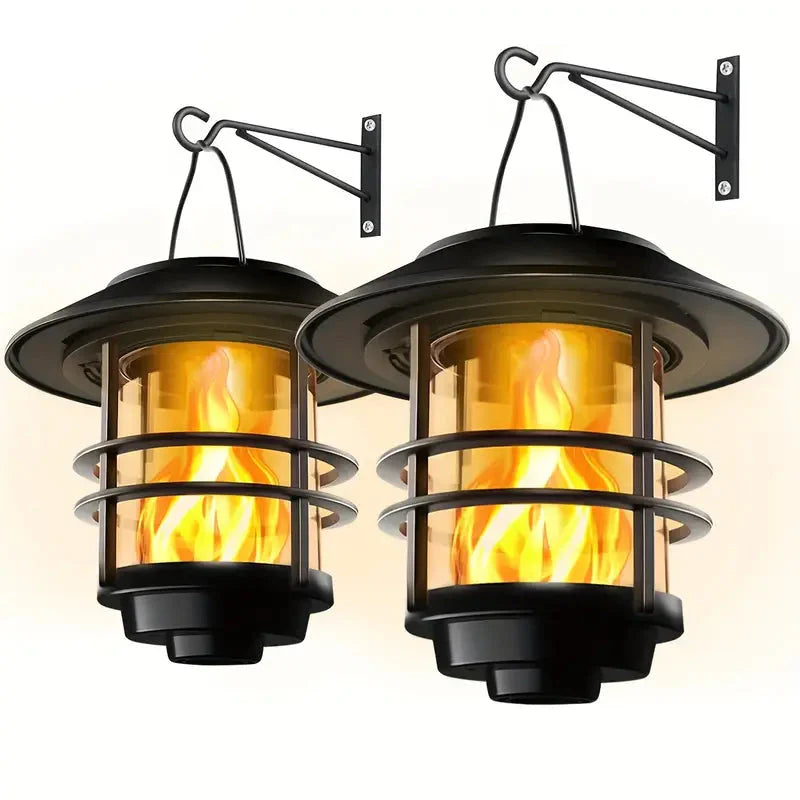 Solar Hängelampe mit Flackerflammen – Outdoor Laterne für Halloween & Weihnachten