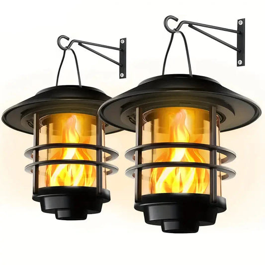Solar Hängelampe mit Flackerflammen – Outdoor Laterne für Halloween & Weihnachten