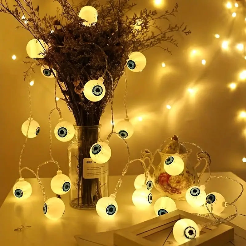 Halloween Augen Lichterkette – Gruselige LED Partydeko für drinnen & draußen