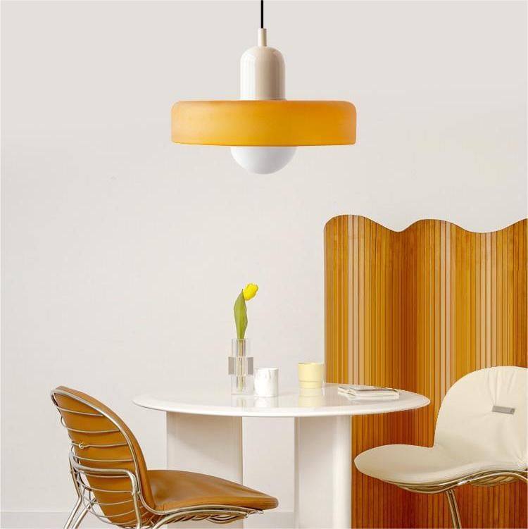 Lunari Halo | Hängeleuchte aus farbigem Glas im Bauhaus-Stil