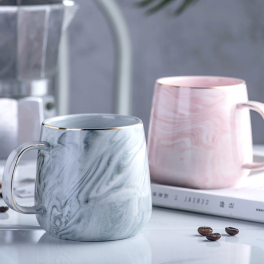 Marmor-Gold-Intarsien-Tasse | Handgefertigte Keramiktasse | Luxus Design & Geschenkidee