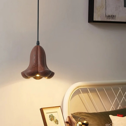 NordLume Lampe | Moderne Pendelleuchte aus Walnussholz in Braun, skandinavischer Stil
