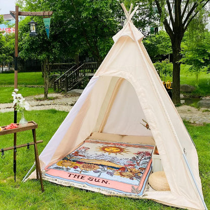 Boho Wandteppich Sonne | Tarot Design | 130x160 cm | Mikrofaser-Mix