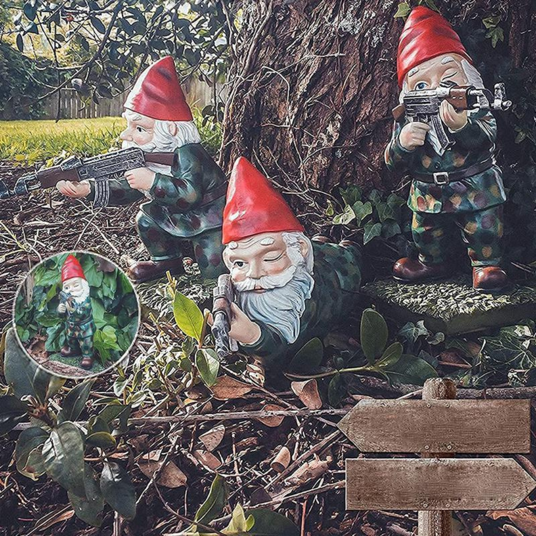 Drelix – Militärischer Gartenzwerg | Originelle Dekofigur für Garten & Terrasse