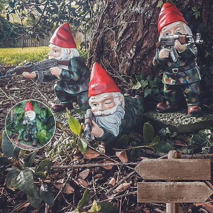 Drelix – Militärischer Gartenzwerg | Originelle Dekofigur für Garten & Terrasse