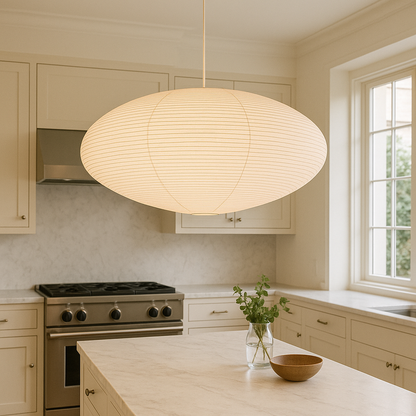 WabiLight | Japanische Papier Pendelleuchte | Handgefertigtes Design im Wabi-Sabi Stil mit warmem LED-Licht