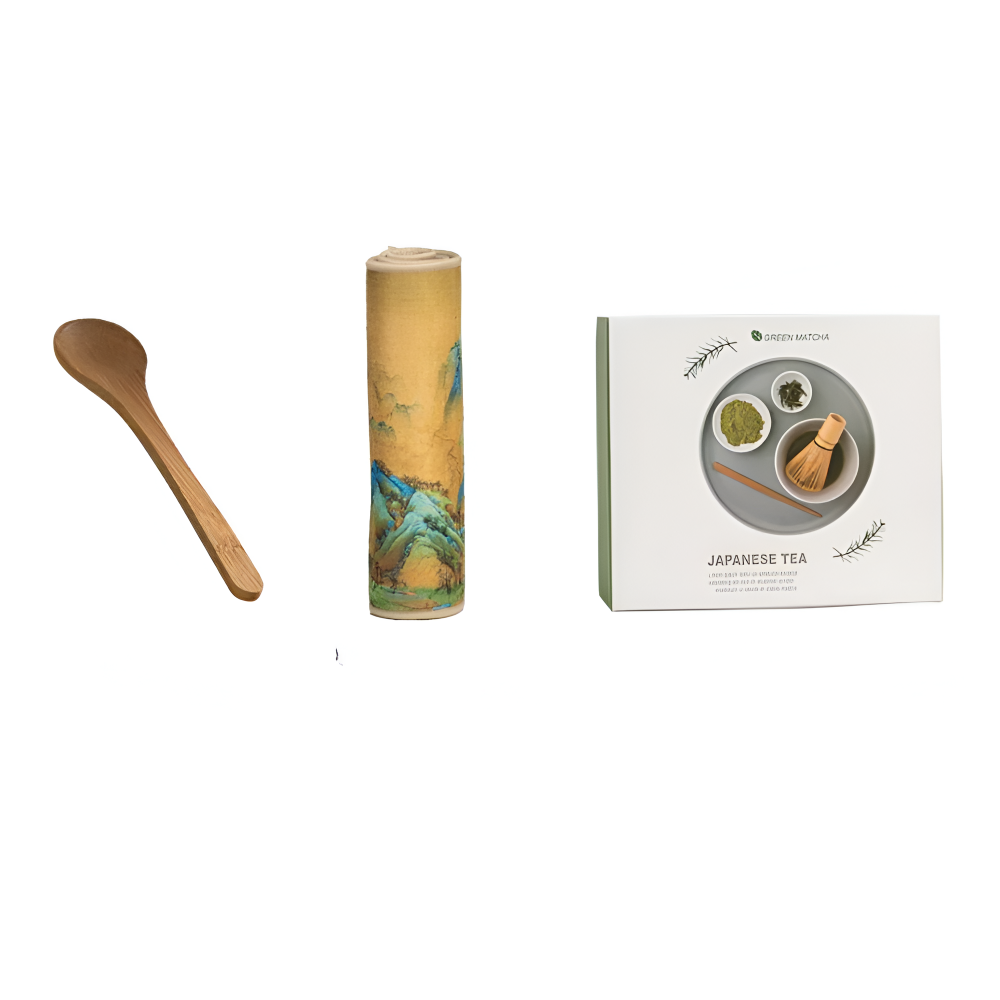 Matcha Set 8 Teilig | Keramikschale 500 ml | Mit Bambus Zubehör | Komplettset
