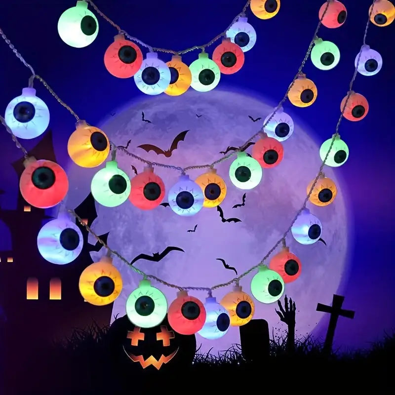 Halloween Augen Lichterkette – Gruselige LED Partydeko für drinnen & draußen