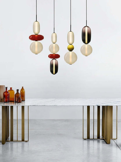 Elegante Designer-Hängelampe – Modernes Buntglas