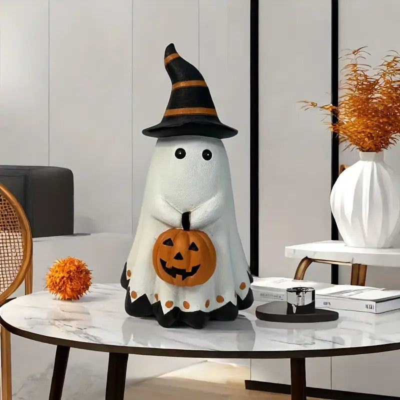 Halloween Kürbis Figur – Deko Statue aus Kunstharz für Tisch & Regal