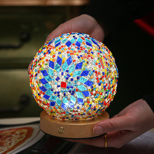 LumiMosaic | Elegante Dimmbare Mosaiktischlampe | Handgefertigtes Glasdesign mit warmem LED-Licht für Wohnräume