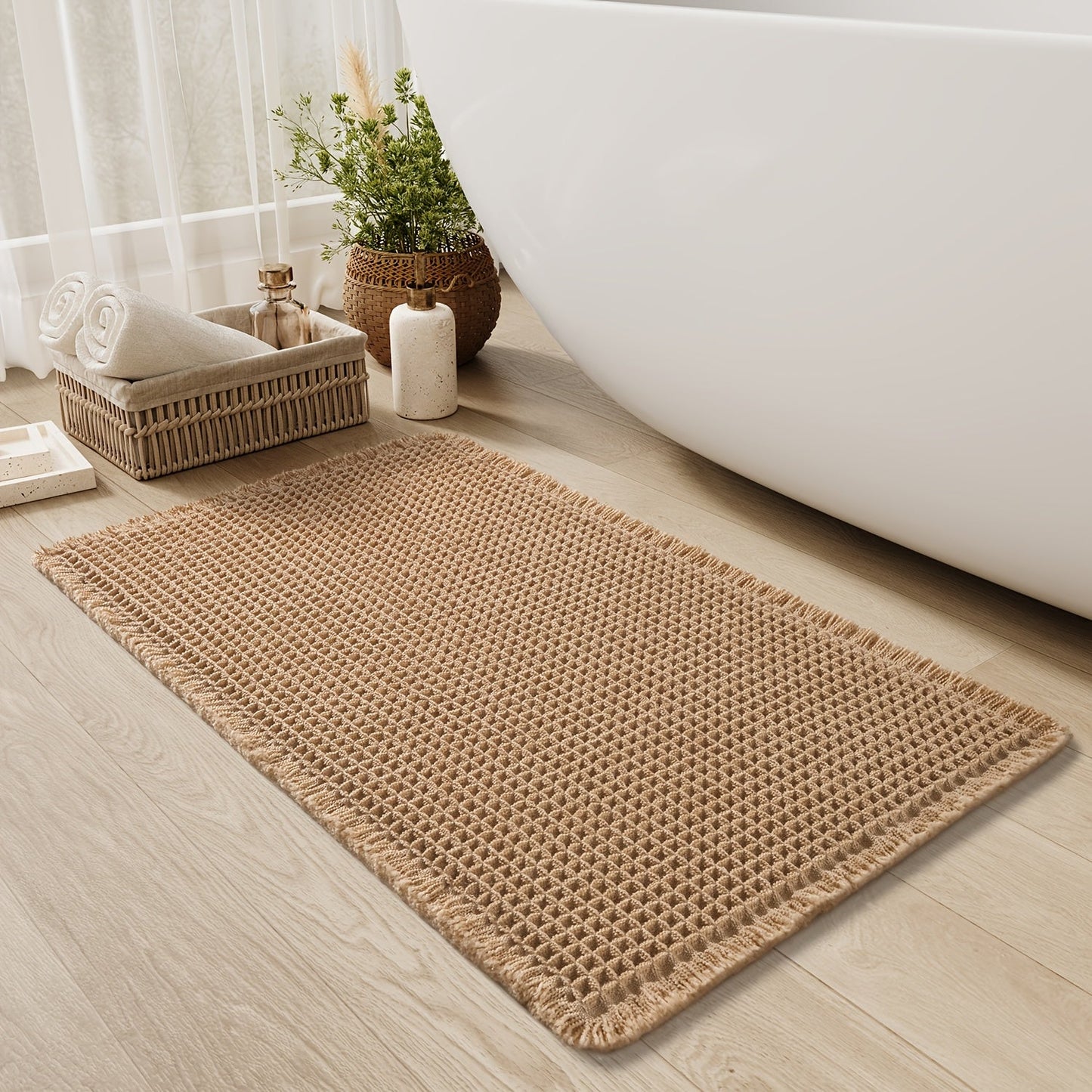 AbsorbEase WafelMat | Ultra-absorberende badmat met kwastjes