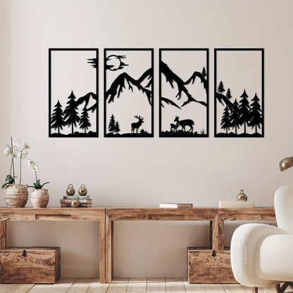 WildMont Vista | Metall-Wanddeko mit Berg- & Wildtiermotiv