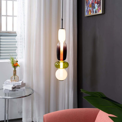 Elegante Designer-Hängelampe – Modernes Buntglas