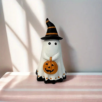 Halloween Kürbis Figur – Deko Statue aus Kunstharz für Tisch & Regal