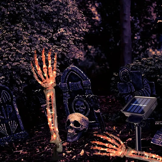 Halloween Solar Skelett Arme – Leuchtende Schädel für Garten & Deko