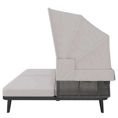 Velvyn Shade | 2-Sitzer Gartensofa mit ausziehbarem Sonnendach aus Stahl