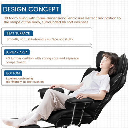 Valona – Ergonomischer Gamingstuhl aus Stoff mit Fußstütze & Federndem Sitzkissen