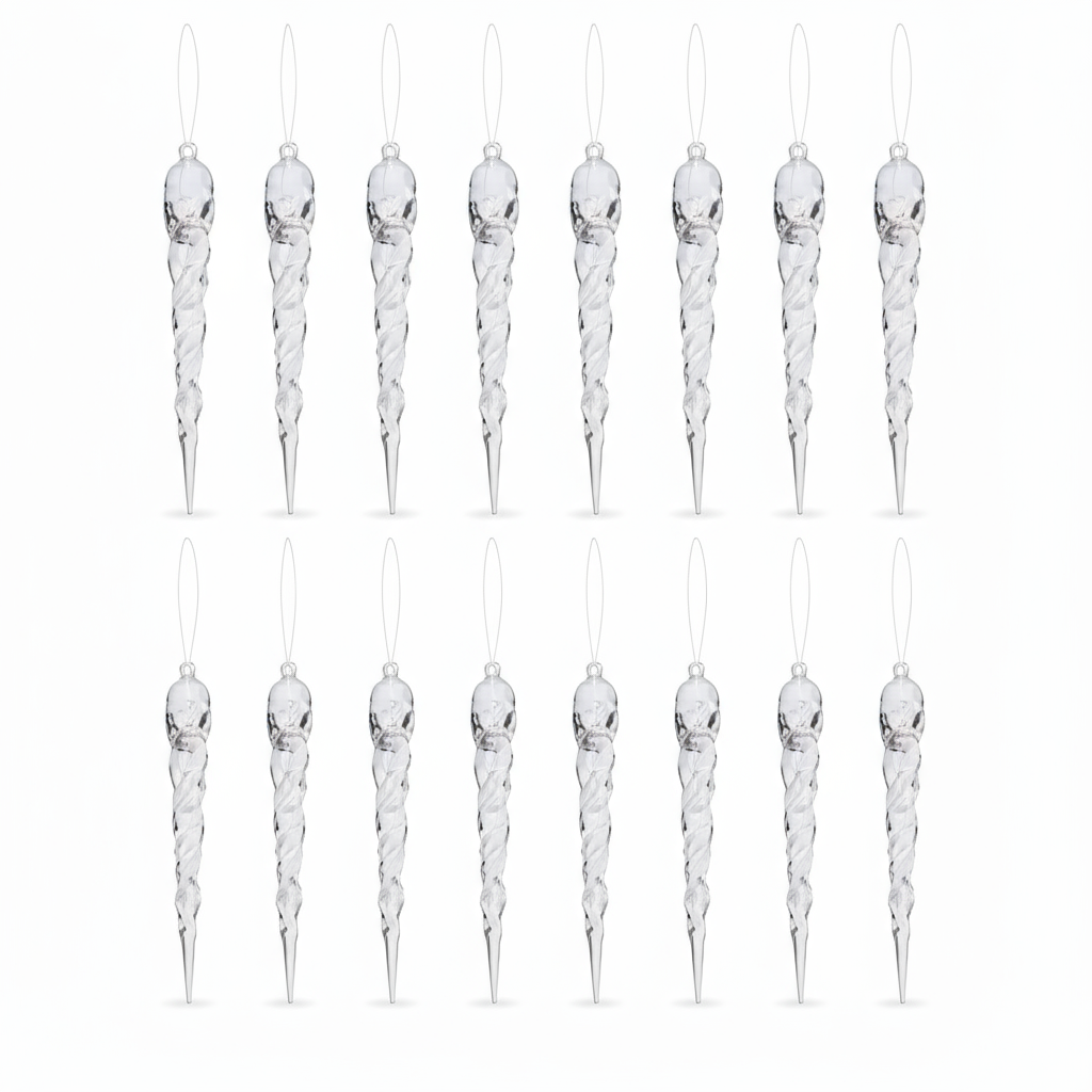 Kristall-Eiszapfen Anhänger | 24er & 36er Set Weihnachtsdeko für Baum & Fenster | Glitzernde Winterornamente